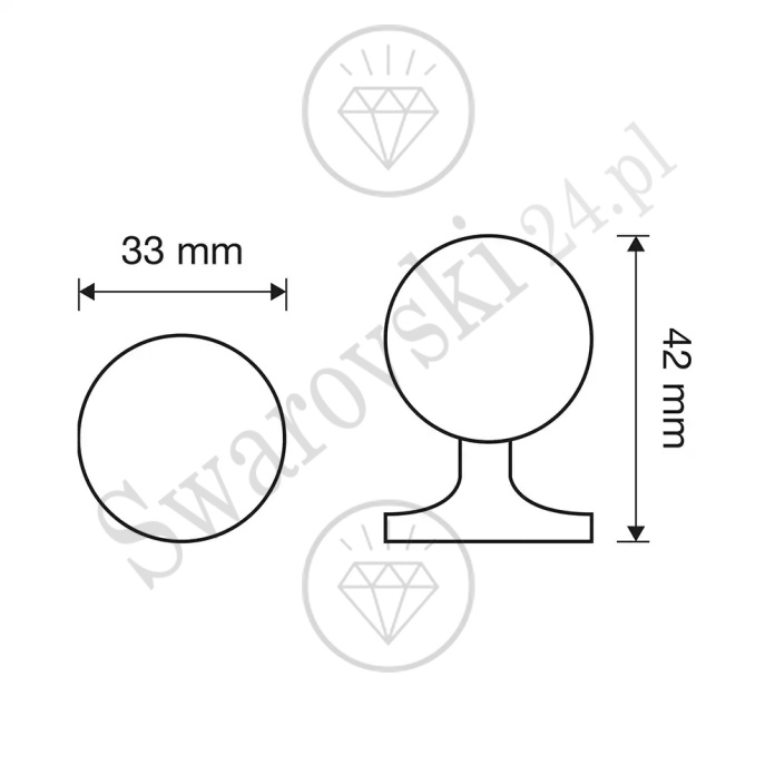 SOGNO OZ 33 mm gałka meblowa z kryształem Swarovski®